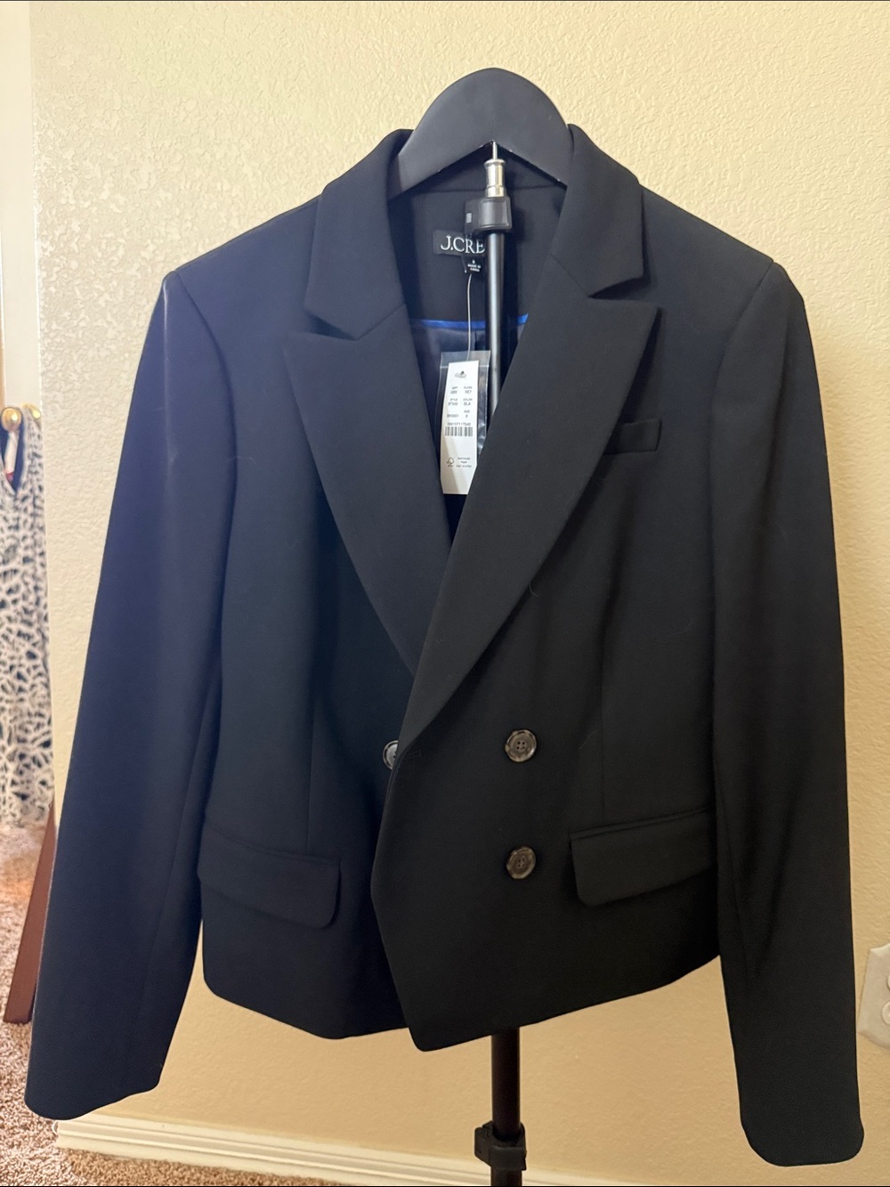 NWT J. Crew Black Double-Breasted Blazer Size 8